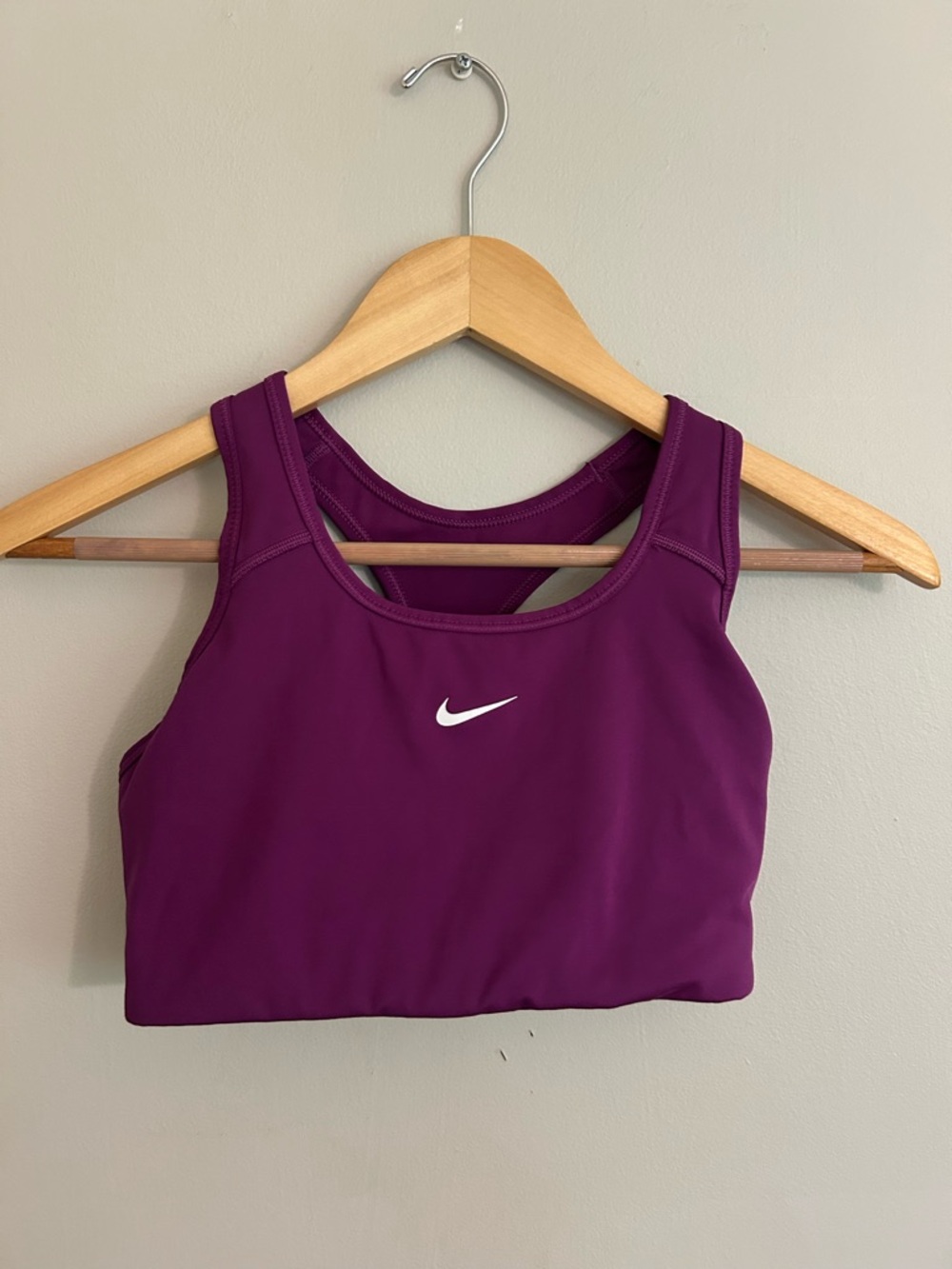 Nike Plum Purple Medium-Support Sports Bra with Swoosh